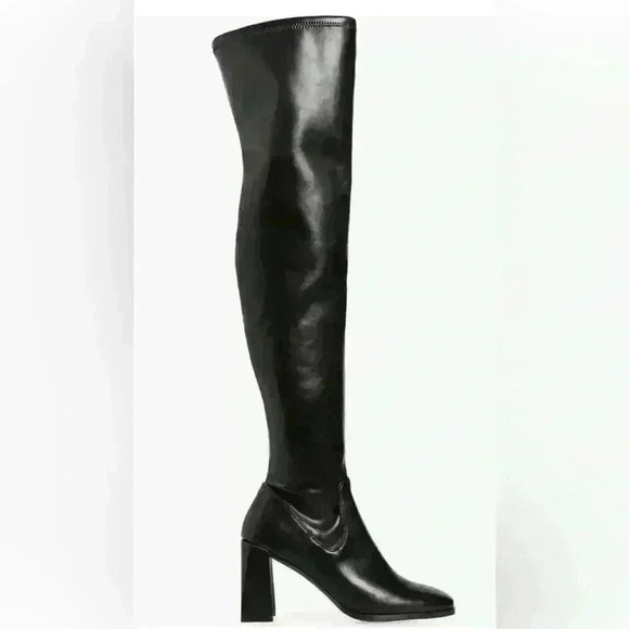 Open Edit Briar Over The Knee Boots Block Heel Goth Winter Club Size 9 New - Picture 3 of 11